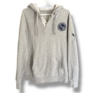 Vintage L.L. Bean Gray Button Up Hoodie with Navy Logo